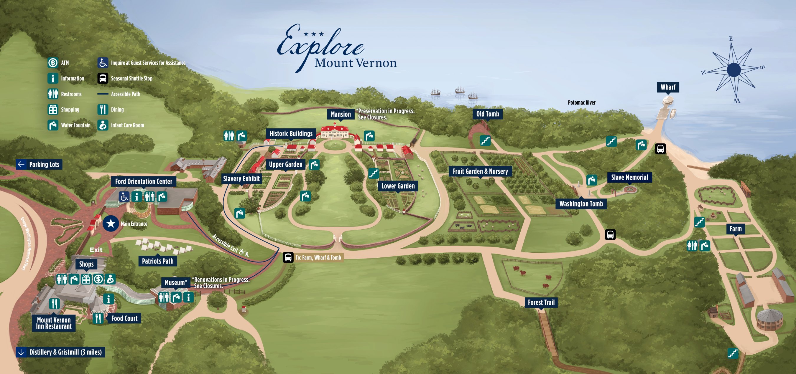 George Washington S Mount Vernon Mount Vernon Visitor Map 2025 Simplified UPDATE 